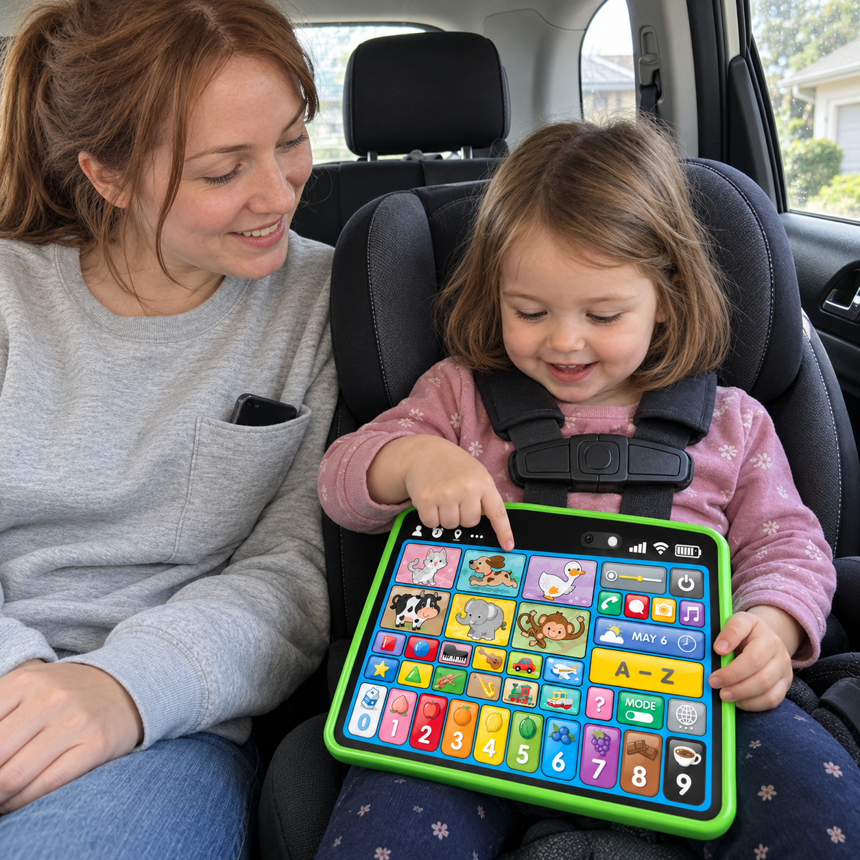 Child using Selvela tablet in car