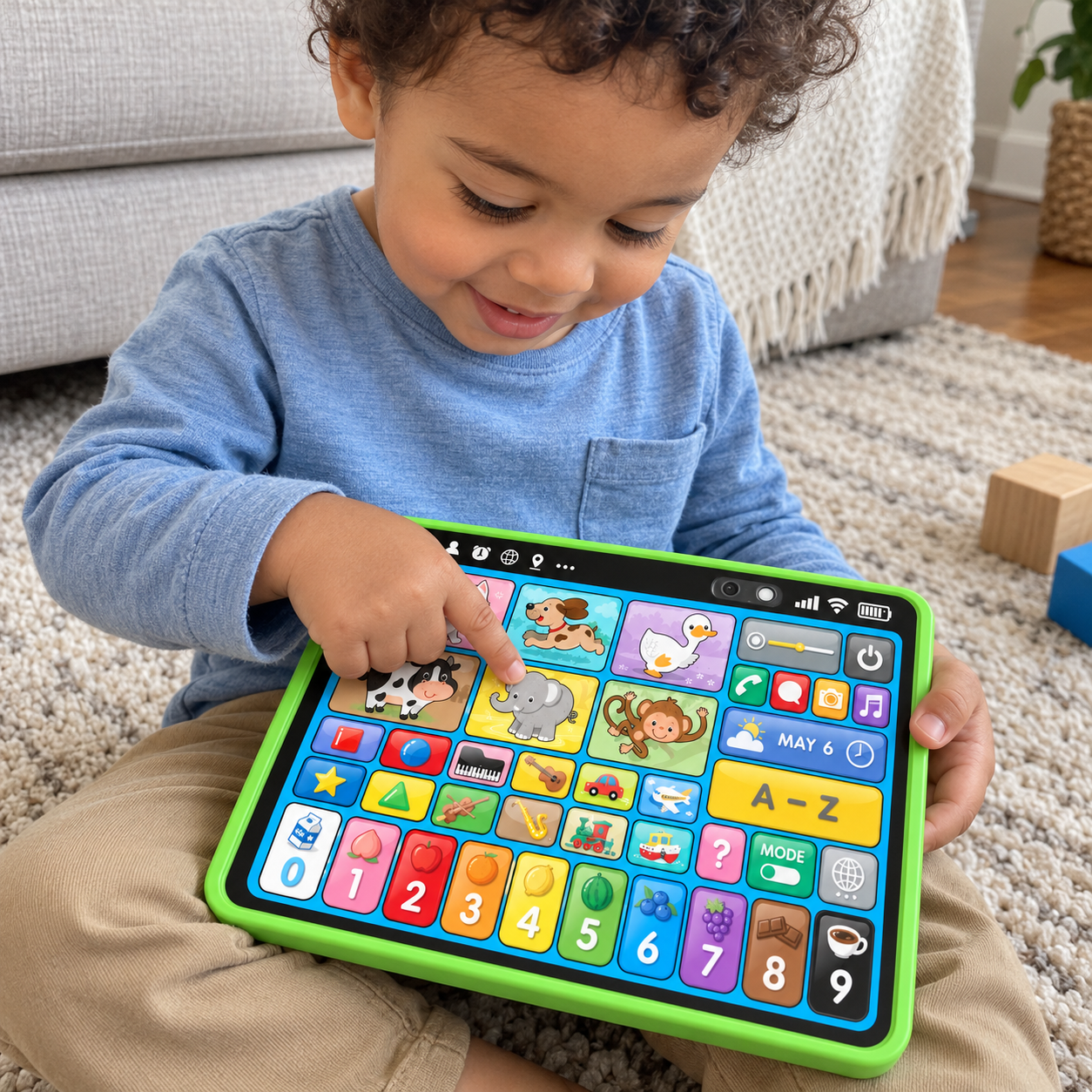 Toddler exploring Selvela tablet